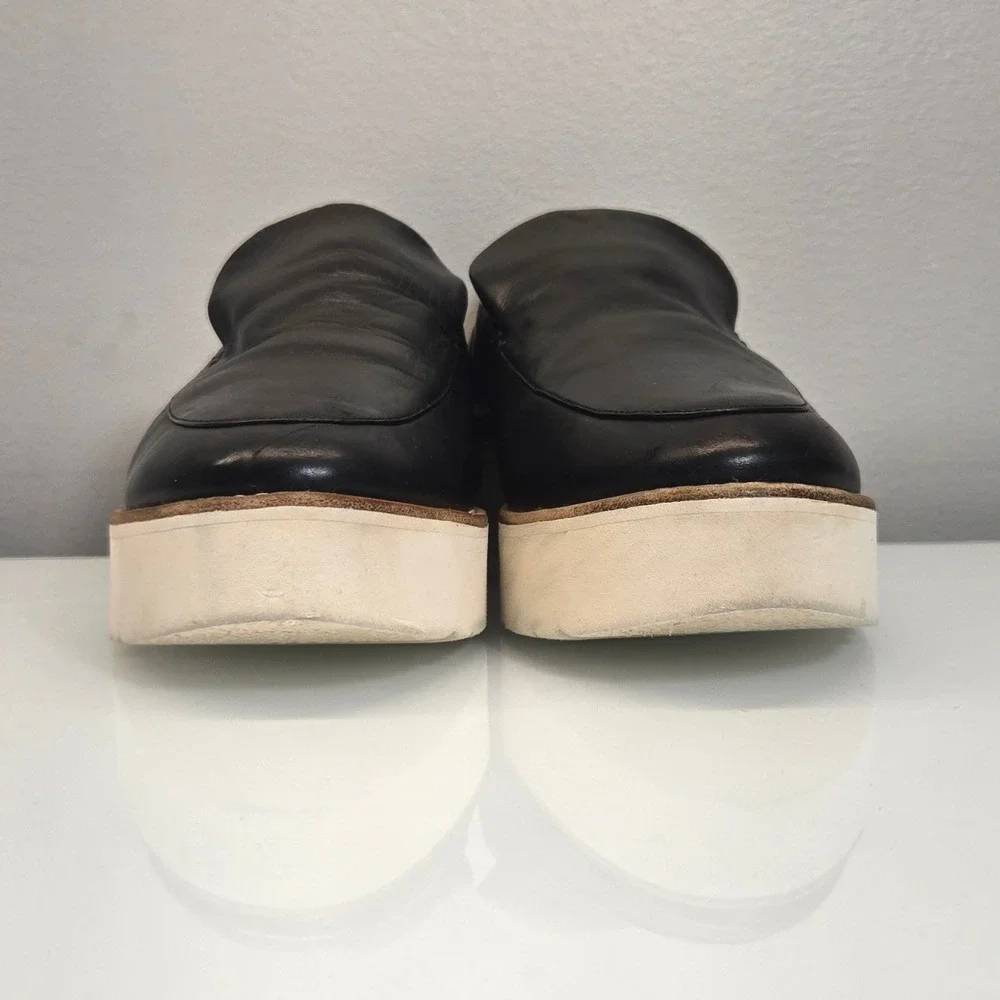 Vince Platform Loafers 10 Zeta Black Leather Slip On Shoes‎ Minimalist Comfort